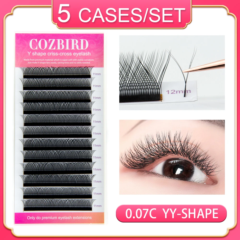 

5 cases YY LASH Y shape eyelash extensions 0.07 Easy fanning Volume lash Flase lashes 12 rows mesh makeup tool