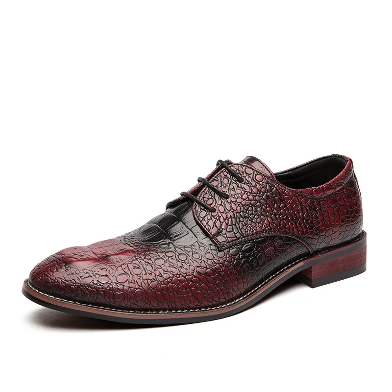 38-48 кожаные туфли мужские удобные стильные деловые туфли-оксфорды для мужчин# XF8691 - Цвет: red