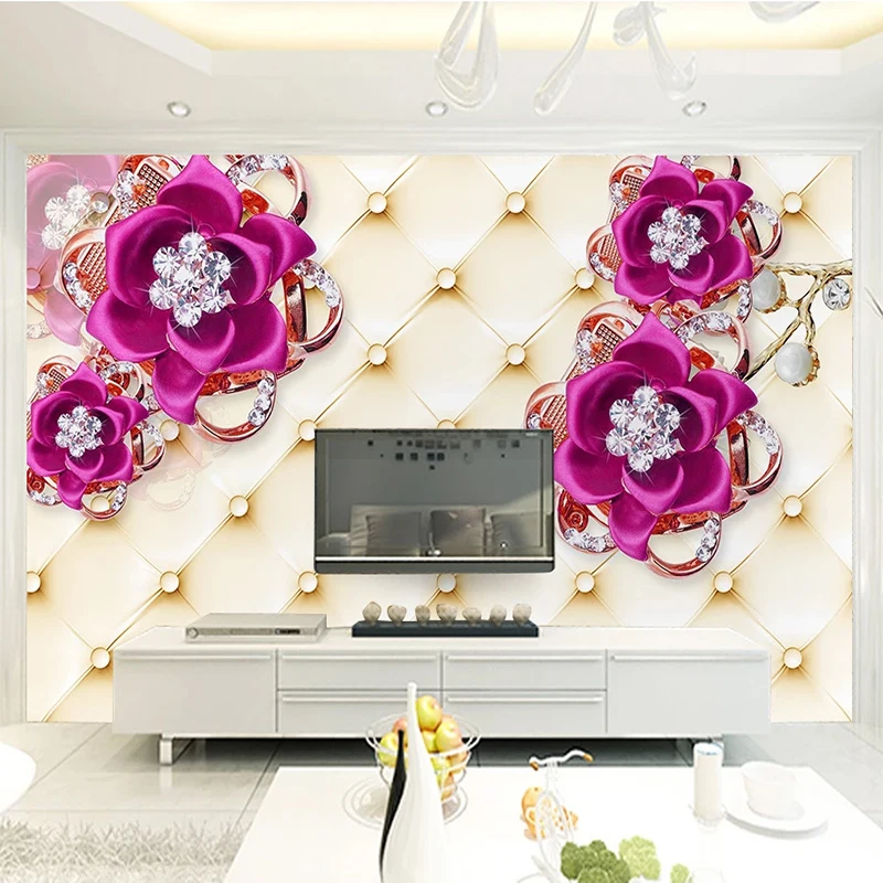 Custom Photo Mural Wallpaper For Bedroom Walls 3D Jewelry Flowers Soft Pack TV Background Art Wall Papers Home Decor Living Room