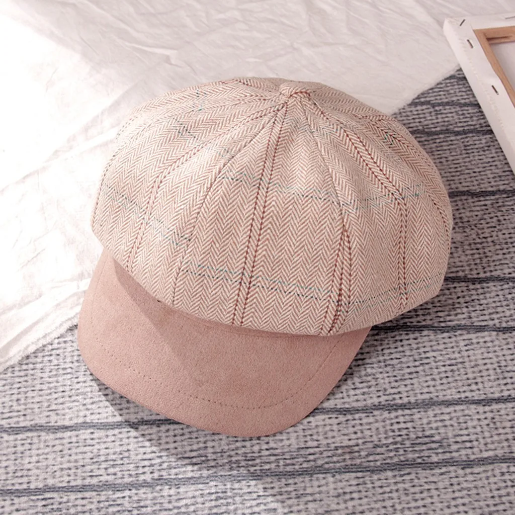 Модная осенне-зимняя Шапки для Для женщин шерсти восьмиугольный берет-Кепка в стиле ретро с принтом темно-синяя шляпа Женская головной платок, шарф шапка берет# p3