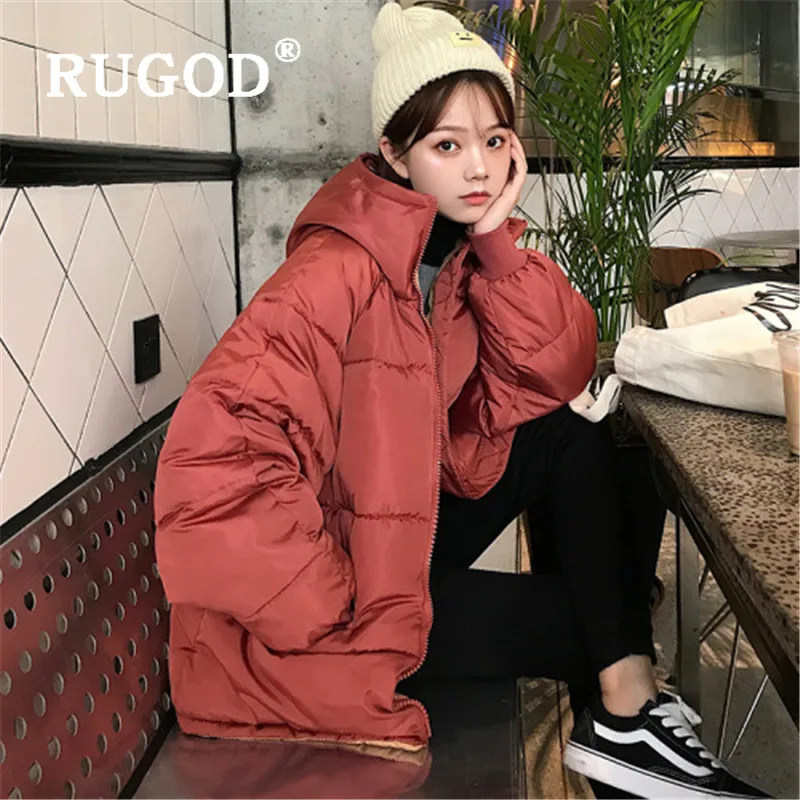 RUGOD, корейский стиль, пуховик для женщин, новинка, куртки на молнии, большие размеры, пальто, зимняя верхняя одежда, консервативный стиль