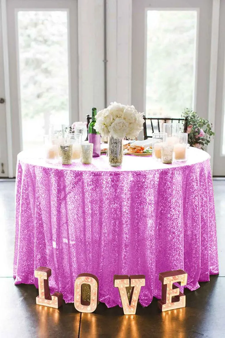  Sequin Tablecloth 48Inch Light Purple Round Sparkle TablcleothsGlitter Table ClothSequin Wedding Ta