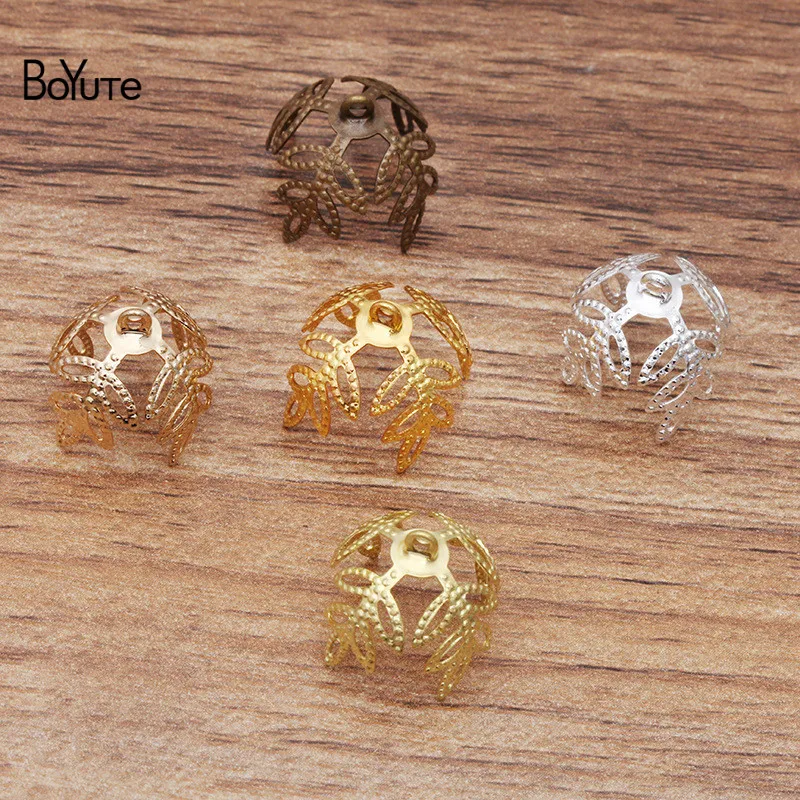 BoYuTe (100 Pieces/Lot) 16MM Metal Filigree Leaf Bead Caps with Loop Diy Hand Made Jewelry Accessories Wholesale | Украшения и