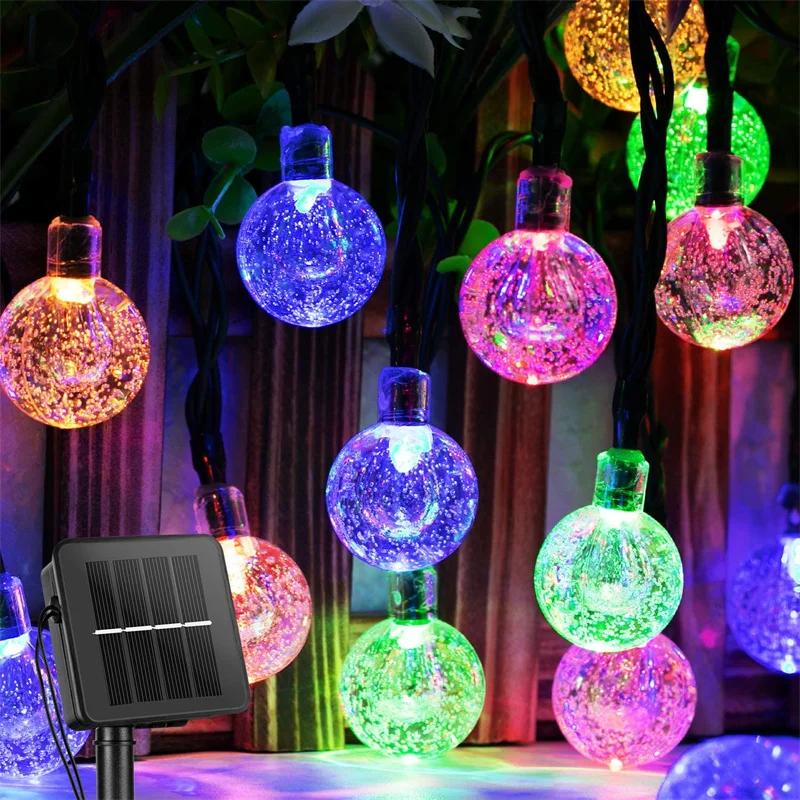 Solar String Lights Outdoor 60 Led Crystal Globe Lights with 8 Modes Waterproof Solar Powered Patio Light for Garden Party Decor solar motion lights Solar Lamps