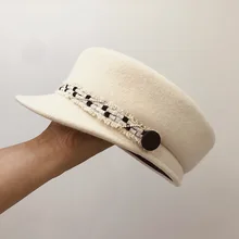 01910-luyan-mashu зимняя шерсть хорошего качества цветная лента Дамская бейсболка женские шерстяные Козырьки Шляпы