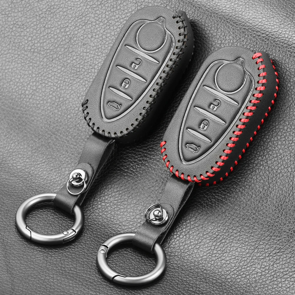 3 Buttons Genuine Leather Car Key Cover Case For Alfa Romeo Mito Giulietta 159 GTA Flip Remote Auto Key Key Case