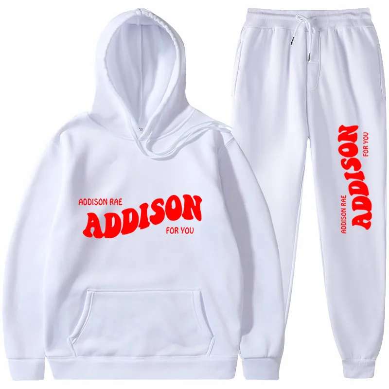 Addison Rae Hoodies+Sweatpant Suits Two 