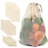 Cotton Mesh Vegetable Bags Produce Bag Reusable Cotton Mesh Vegetable Storage Bag Kitchen Fruit Vegetable with Drawstring ► Photo 1/6