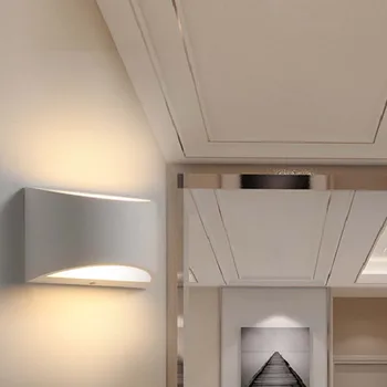 

Newest Modern Simple Style Wall Lamp Bedroom Bedside Lamp The Minimalist Gypsum Hallway Room TV Background Wall Light