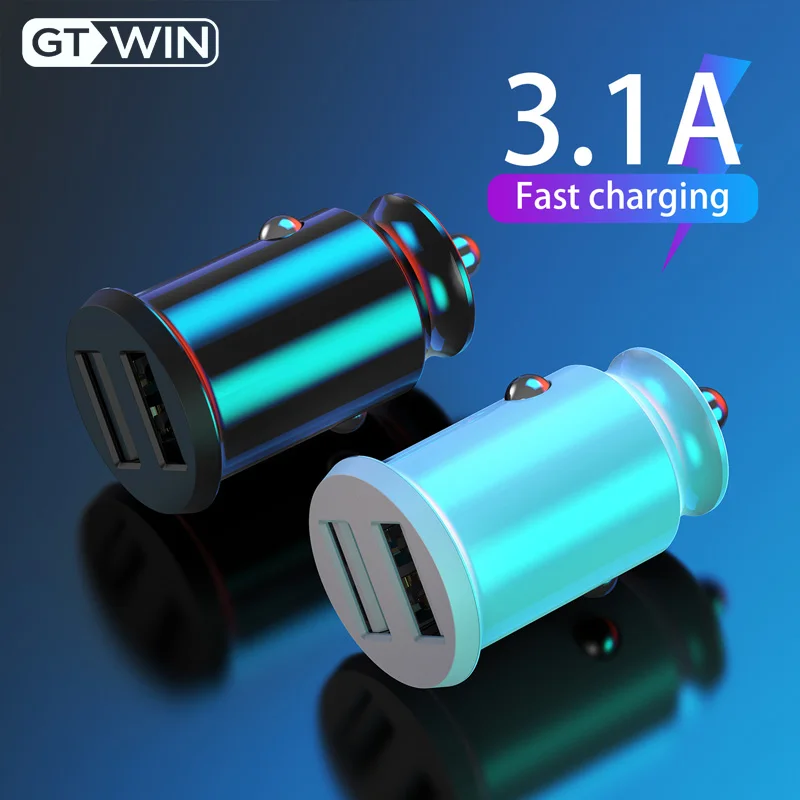GTWIN USB Автомобильное зарядное устройство мини 2 порта USB для мобильного телефона планшета gps 3.1A быстрое зарядное устройство автомобильное зарядное устройство Автомобильный адаптер зарядного устройства для телефона в автомобиле
