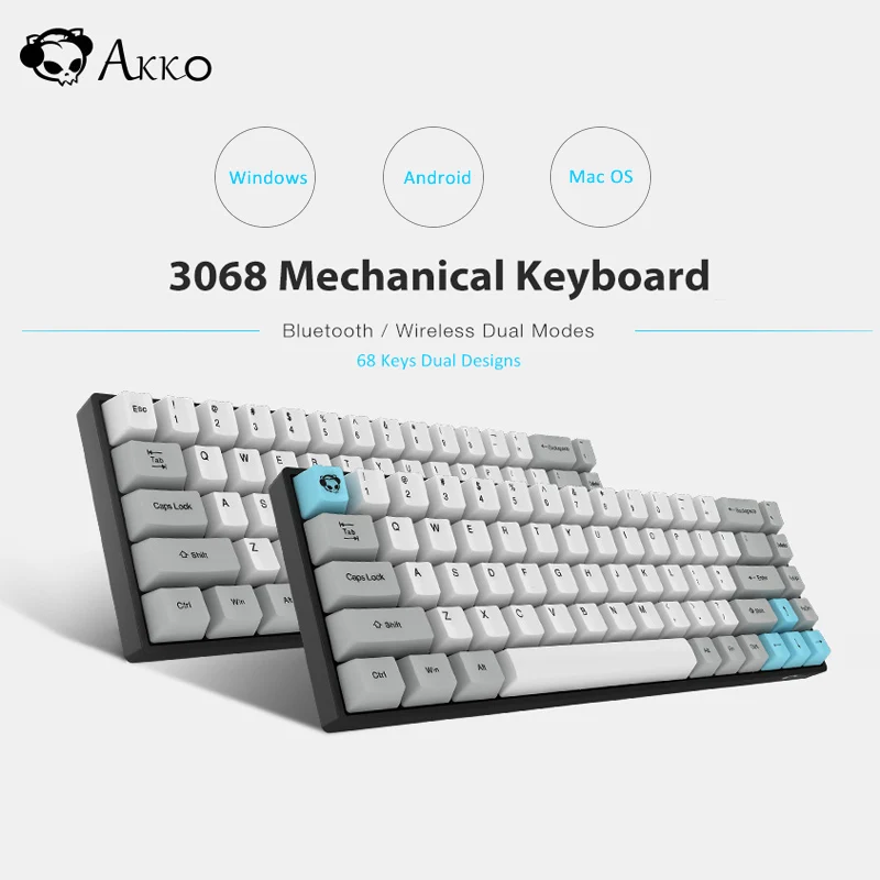 Беспроводная механическая клавиатура AKKO 3068 Bluetooth 3 0 Type-C проводная в стиле ретро 68