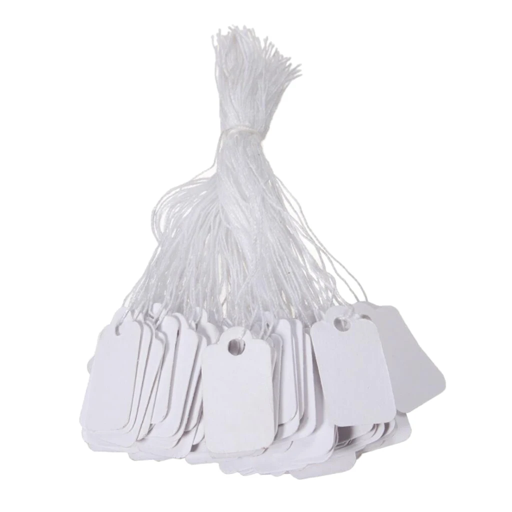 Pack of 100pcs White Blank Marking Tag Price Labels Display Tags with Wire Ties - 23 x 13 mm 0.9 x 0.5 inch