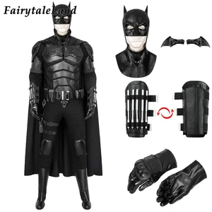 2021 The Bat Costume Cosplay Halloween Bruce Outfit Adult Superhero Robert Pattinson Jumpsuit Fancy Battle Uniform Black Suit
