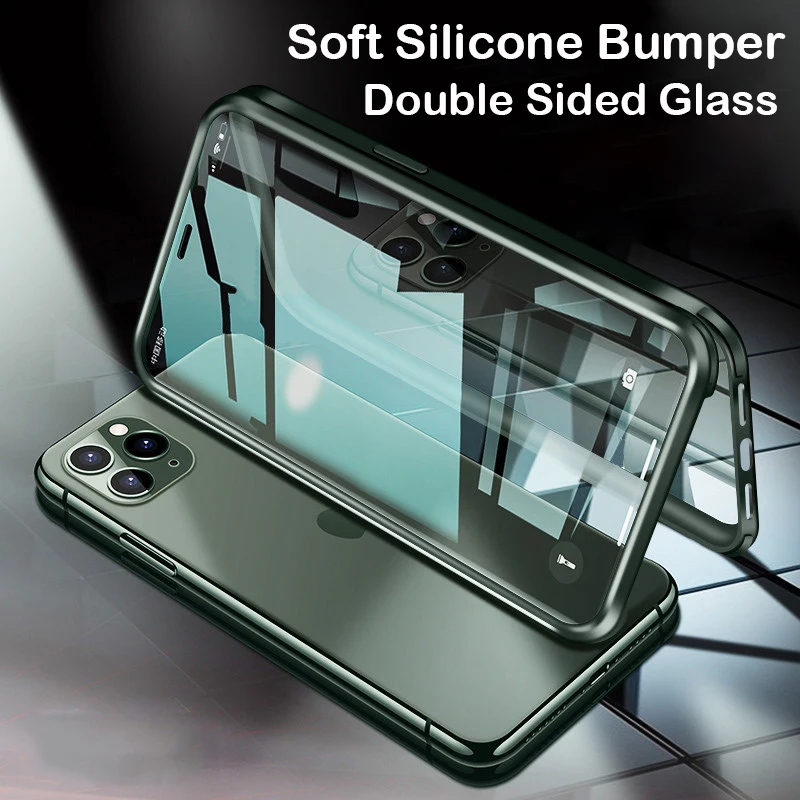 

360 Full Body Case For iPhone 11 Pro MAX Coque Double Sided Tempered Glass Cover Soft Silicone Bumper For iPhone XS MAX XR Case