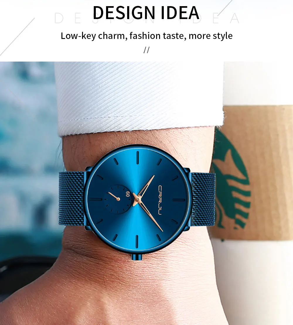 first quartz watches	 CRRJU Fashion Blue Men Watch Top Luxury Brand Minimalist Ultra-thin Quartz Watch Casual Waterproof Clock Relogio Masculino high accuracy quartz watches