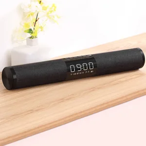 Soundbar FM Radio Bluetooth Speaker HD Stereo Wireless Speakers with Mic Support MP3 MP4 Alarm Clock LCD Display AUX TF