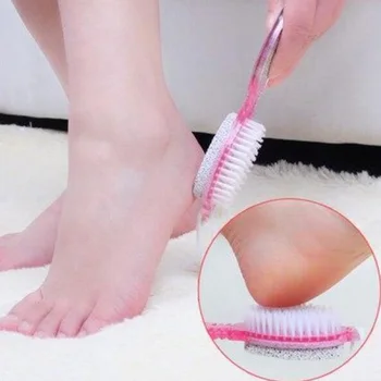 

1pc 4 In 1 Foot Foot Cleaner Brush Grinding Stone Practical Foot Dead Skin Callus Remover Multi-function Pedicure Foot Care Tool