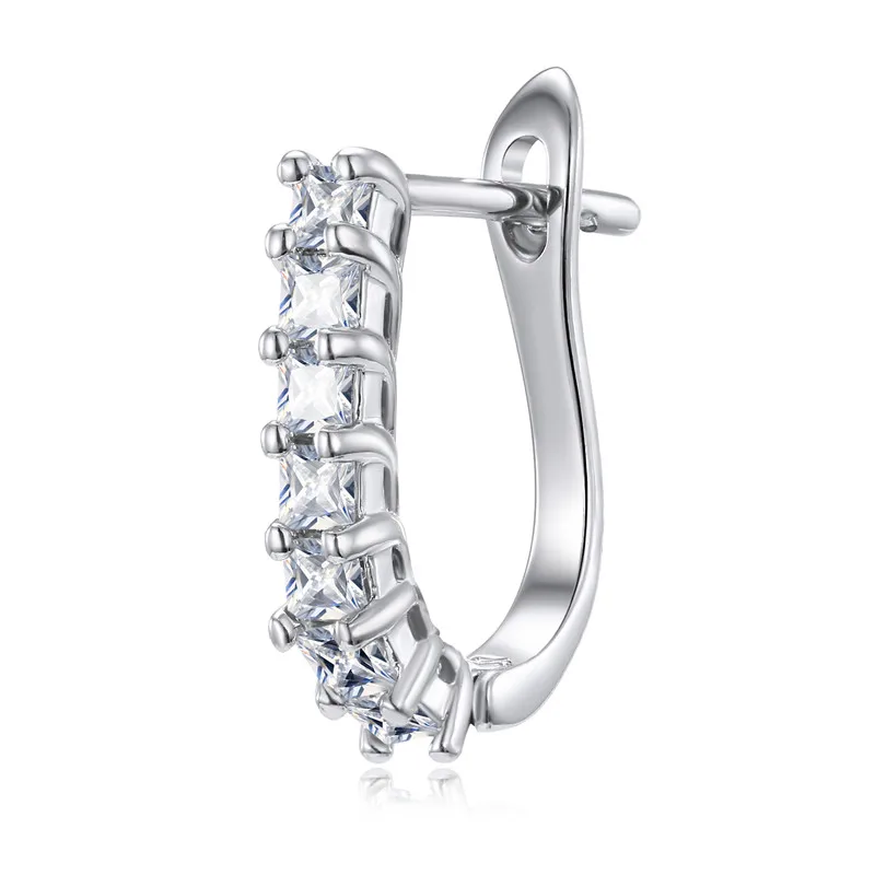 

Dayoff Fashion U Shape Rhinestone Hoop Earrings For Women Statement Silver Color Round Circle Loop Earring Party Gift E269