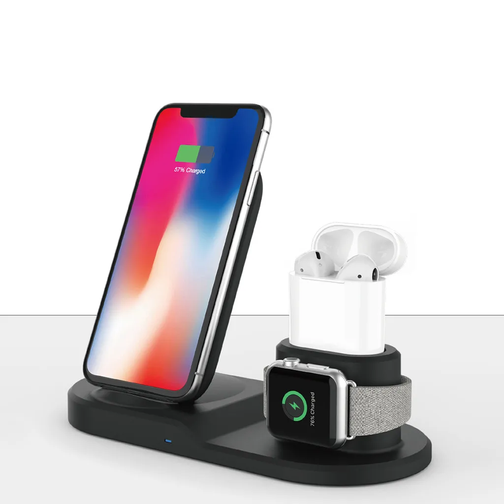 10W 9V 2A Подставка для зарядки док-станция держатель для iPhone 11 Беспроводной быстро Зарядное устройство для наручных часов iWatch серии 1/2/3/4 серии для Airpods
