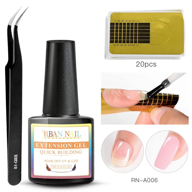 EEZH05114 RBAN NAIL 7 мл набор гелей для наращивания ногтей акриловый Стекловолоконный набор для дизайна ногтей УФ-гель для ногтей полигелевые наборы для наращивания маникюрные инструменты - Цвет: EEZH05114