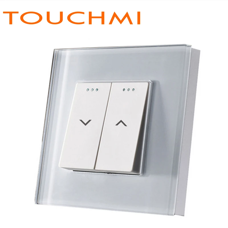 

TOUCHMI Push Curtain Switch Crystal Glass Panel Blind Switch EU Standard Roller Shutter Switch AC 240 V