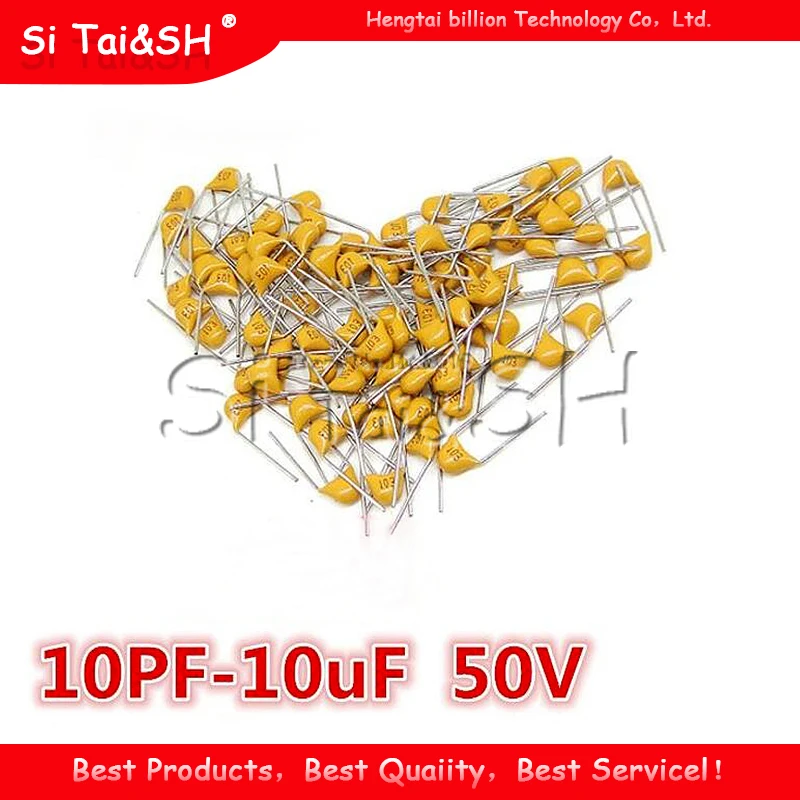 100 шт. 50В монолитный керамический конденсатор 10PF ~ 10мкФ 22PF 47NF 220NF 1NF 4 7 мкФ 1 100NF 330NF 0 10