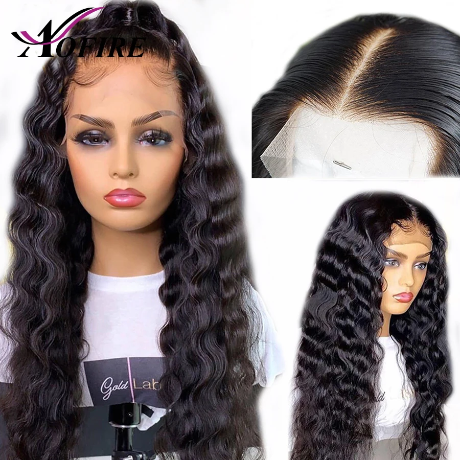 

Full Lace Human Hair Wigs Transparent Lace Remy Deep Wave Peruvian Hair For Black Women Natural Hairline With Baby Hair Aofire
