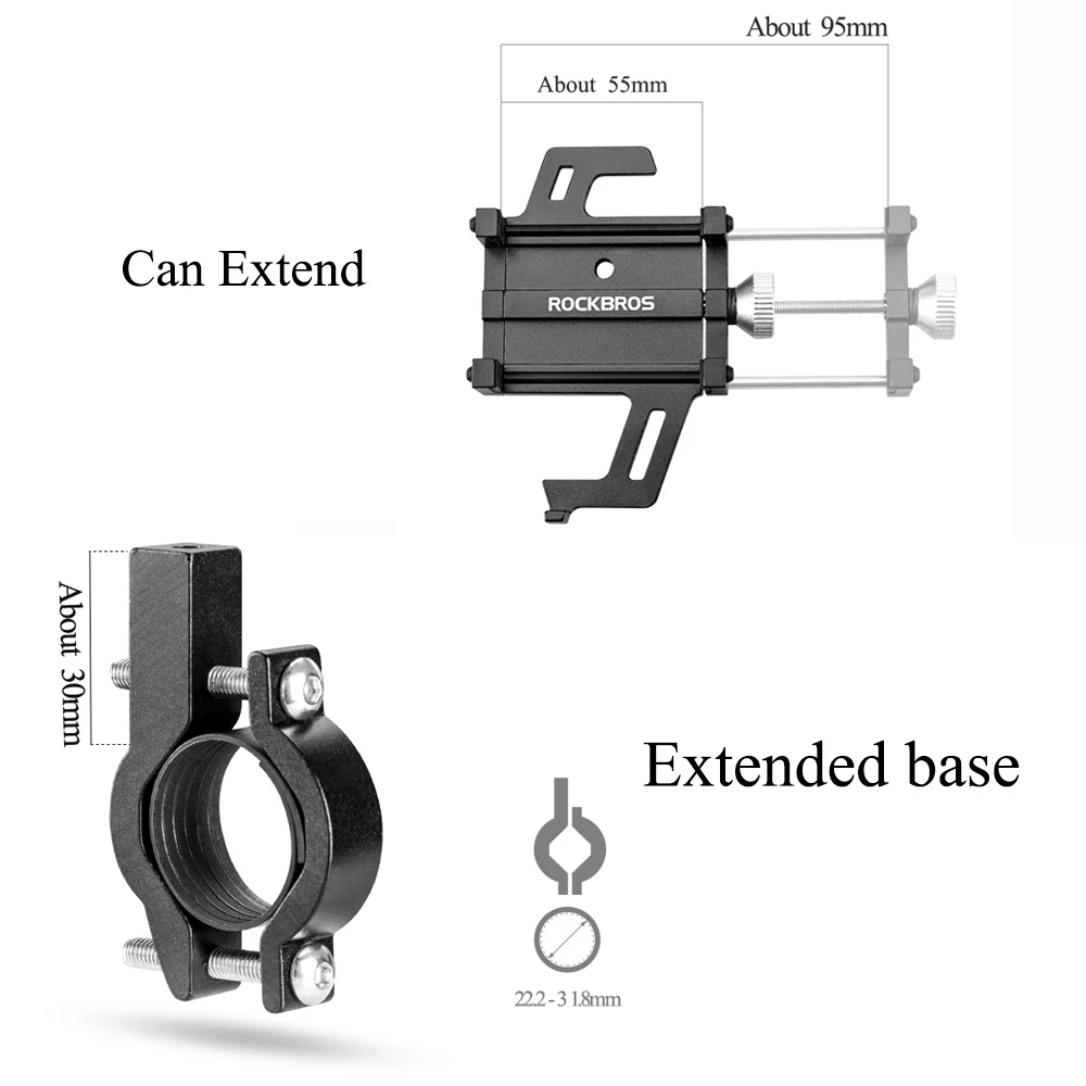 ROCKBROS, держатель для телефона на руль велосипеда, алюминиевый сплав, ультра-светильник, для езды на велосипеде, регулируемая подставка для телефона, держатель, аксессуары для велосипеда