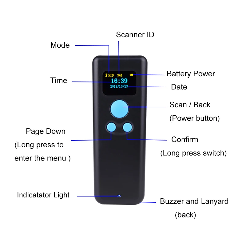 M8 Mini Barcode Scanner Bluetooth Portable QR Code Reader 1D 2D PDF417 2.4G Wireless Scanner For Supermarket Express Delivery