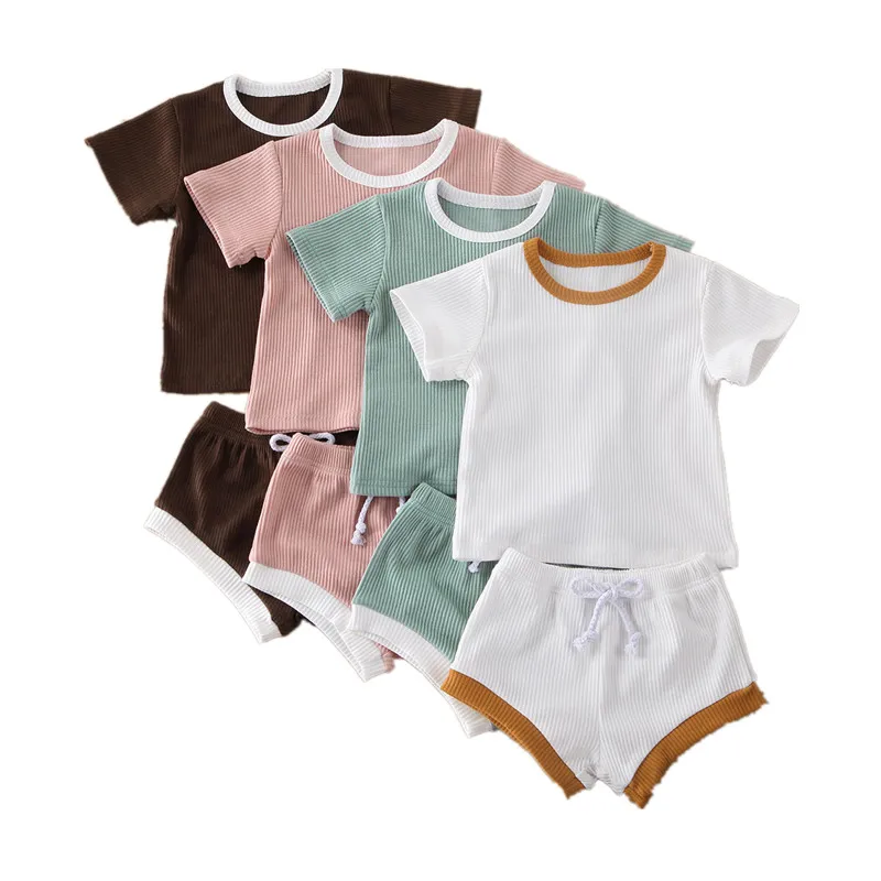 

Pudcoco 2Pcs Toddler Kids Baby Girl Boys Summer T-Shirts Top + Solid Short Pants Trousers Cotton Short Sleeve Outfit Clothes Set