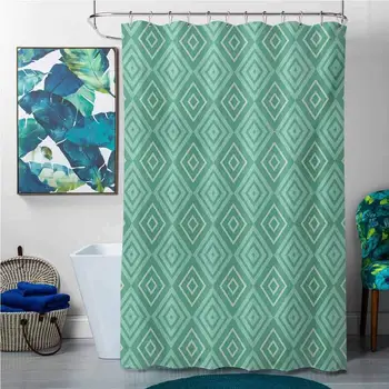 

Shower Curtains rods Mint,Vertical Nested Squares Diamond Line Pattern Geometrical Classy Print,White Almond Green Mint,W69 x