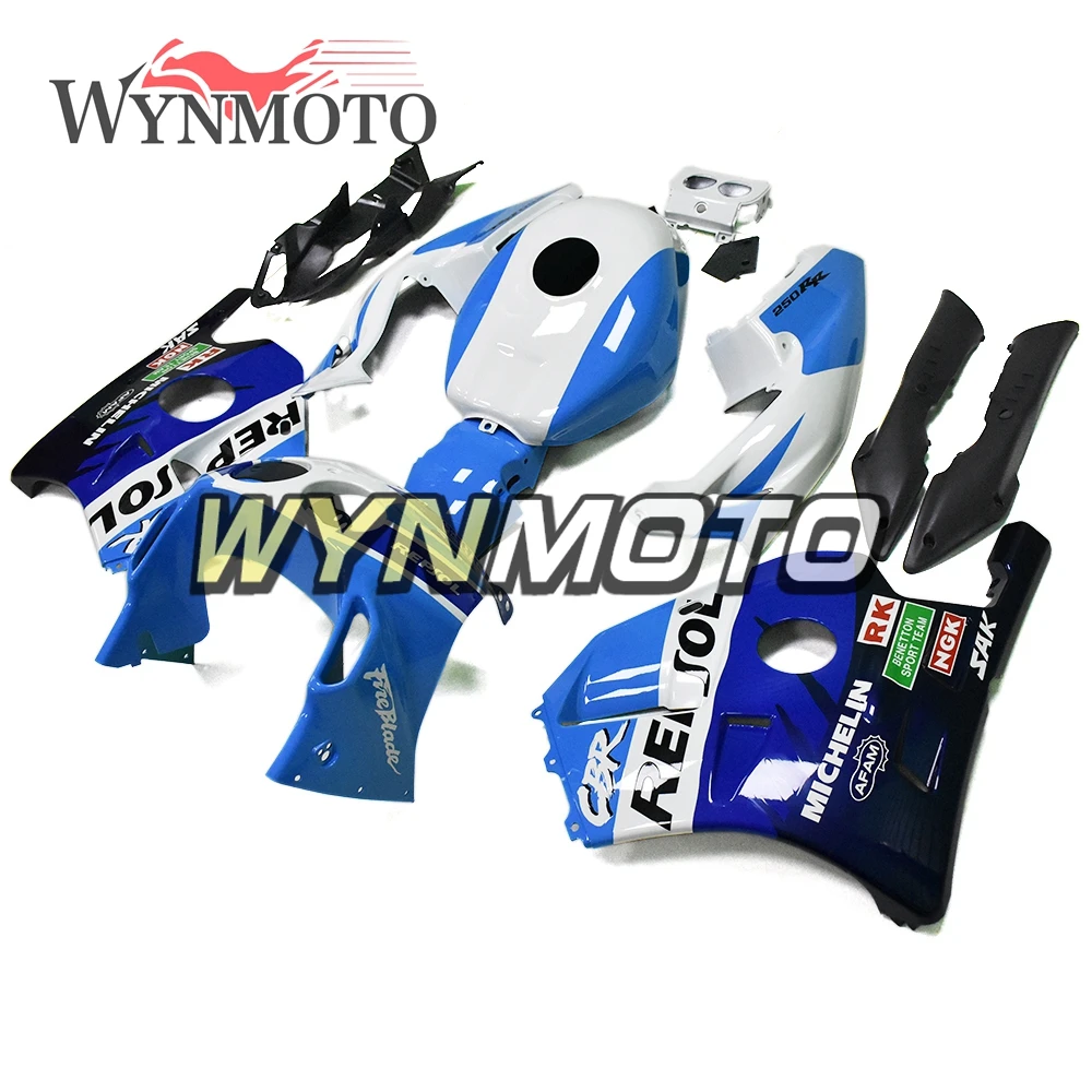 Полный впрыскивание, АБС-пластик мотоцикл комплект обтекателей для Honda CBR250RR MC22 1990-1994 Белый, небесно-голубая юбка с Sportbike кузов корпусов