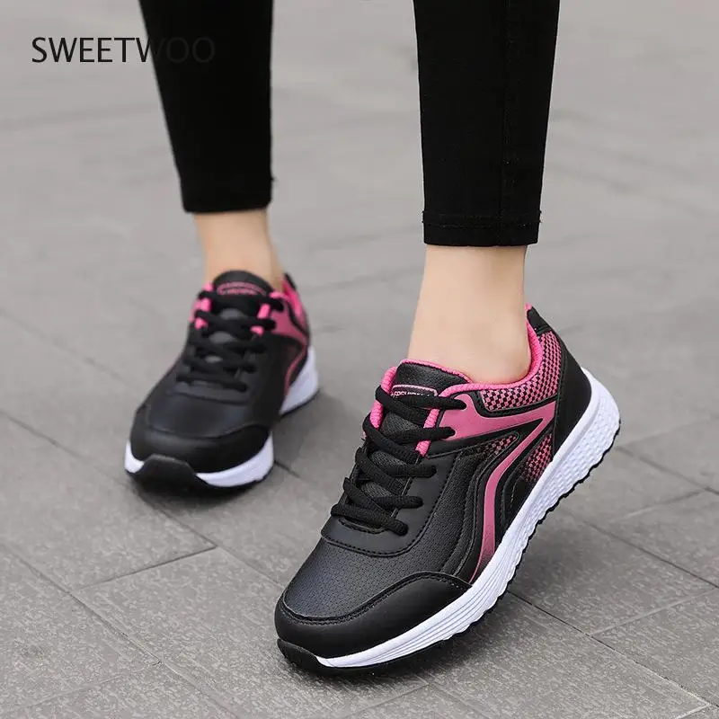 Running Shoes Fashion Women Sneakers winter Breathable PU Leather Sport Shoes Womens Trainers Running Shoes Women Casual Gym