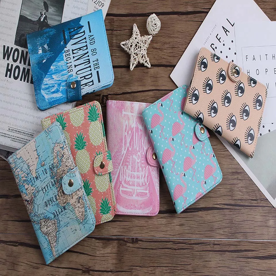 

Flamingo Map Passport Covers Travel Accessories Creative PU Leather ID Bank Card Bag Men Women Passport Business Holder