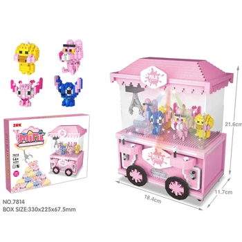 

pink machine crane building bricks machine blocks toys whirligig compatible block and city Kits toys for children Gifts 7814