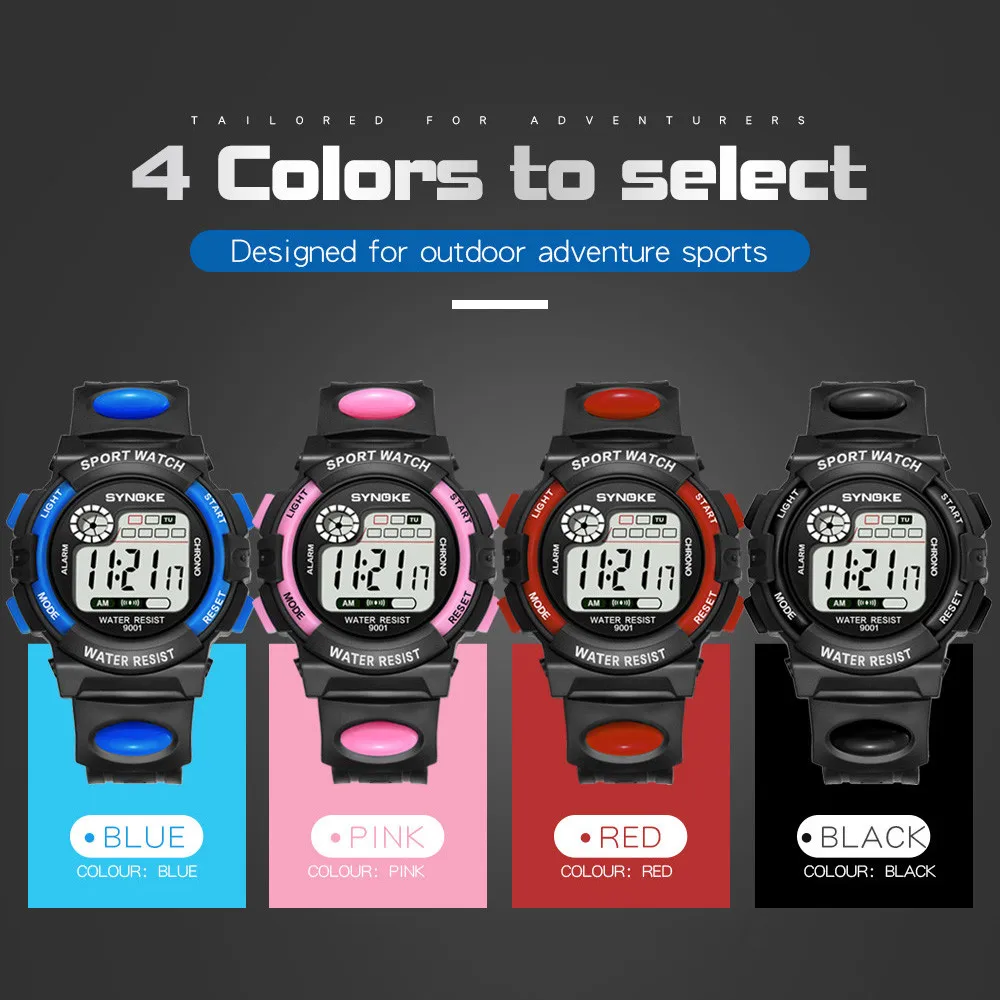 

Waterproof Children Boys Multi-Function 30M Waterproof Watch LED Digital Double Action Watch Kids Alarm Date Electronic Watch Q