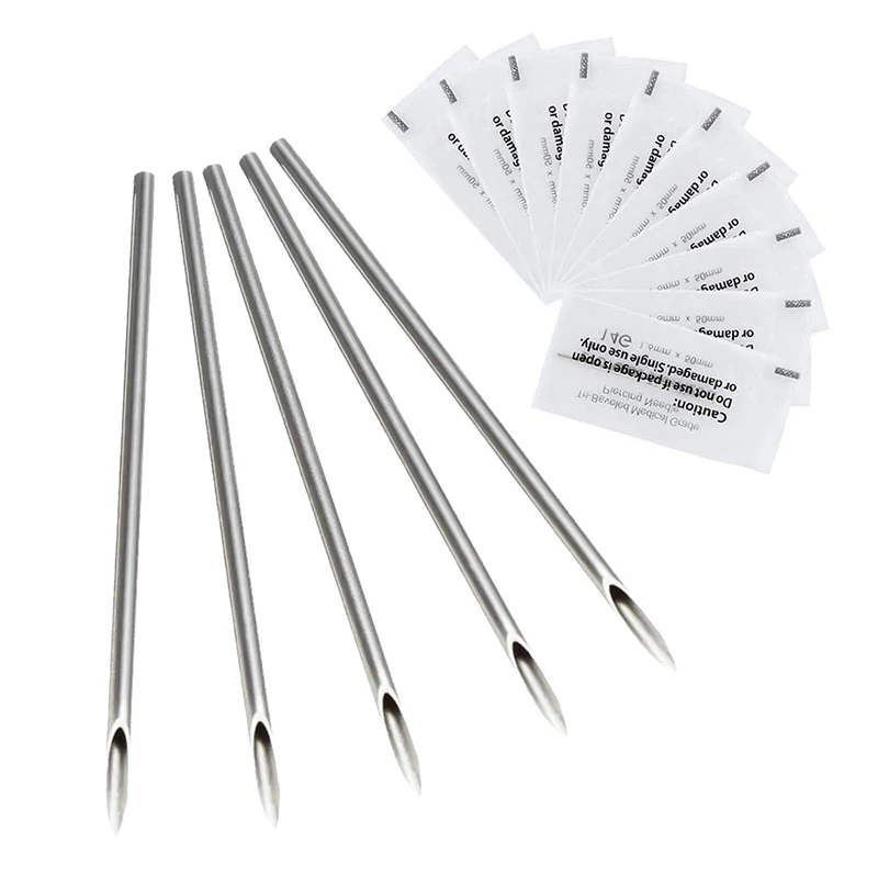 5PCS Disposable Sterile Body Piercing Needle Tattoo Supply Assorted Body Art Tool Piercing Supplies Ear Nose Needles body piercing needles piercing tool