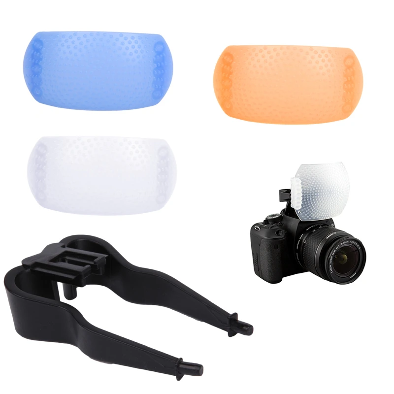 New 3 Color 3 In 1 Pop-up Flash Diffuser Cover For Canon Nikon Pentax Kodak  Dslr Slr Flash Bounce Diffuser Cover - Flash Diffuser - AliExpress