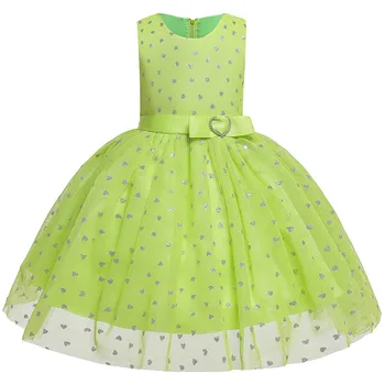 

Flower Girl Dress Formal Heart Print Baby Girls Dresses Lace Tutu Vestidos Wedding Party Children Clothes Birthday Clothing