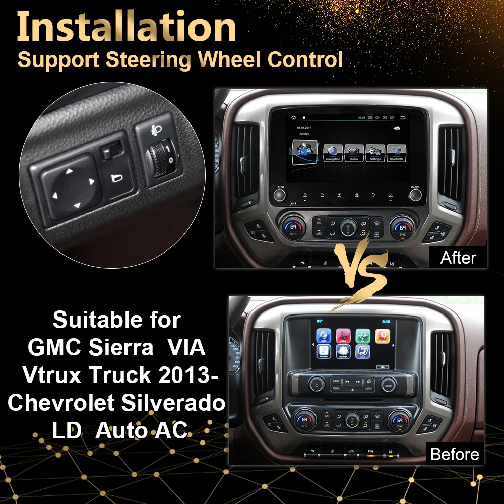 Android 9 автомобильный dvd навигатор для GMC Sierra через Vtrux грузовик/Chevrolet Silverado головное устройство мультимедийный плеер радио магнитофон