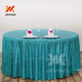 

Wholesale 100% Polyester Fashion Multi Color Rhombus Shiny 72inch 180cm Green Round Sequin Tablecloth