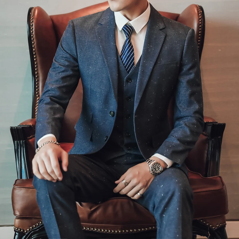 Plyesxale Slim Fit смокинг, костюмы жениха для мужчин Свадебные Элегантные Мужские костюмы Формальные роскошные мужские костюмы из 3 предметов высокого качества 5XL Q708