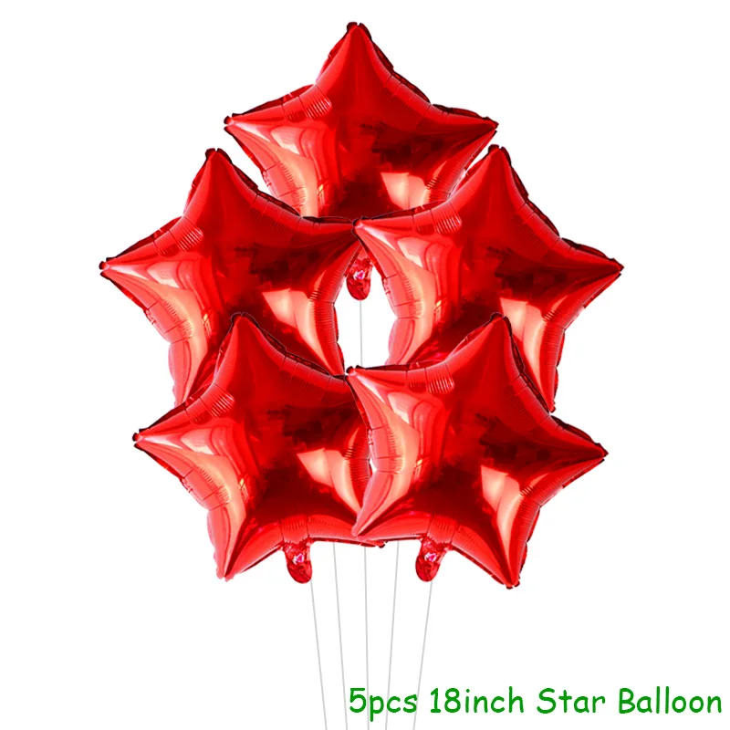 WEIGAO 5 шт. фольгированные шары красные конфеты тростника Снеговик Счастливого Рождества воздушный шар украшения надувные воздушные шары поставки navidad - Цвет: 5pcs red star