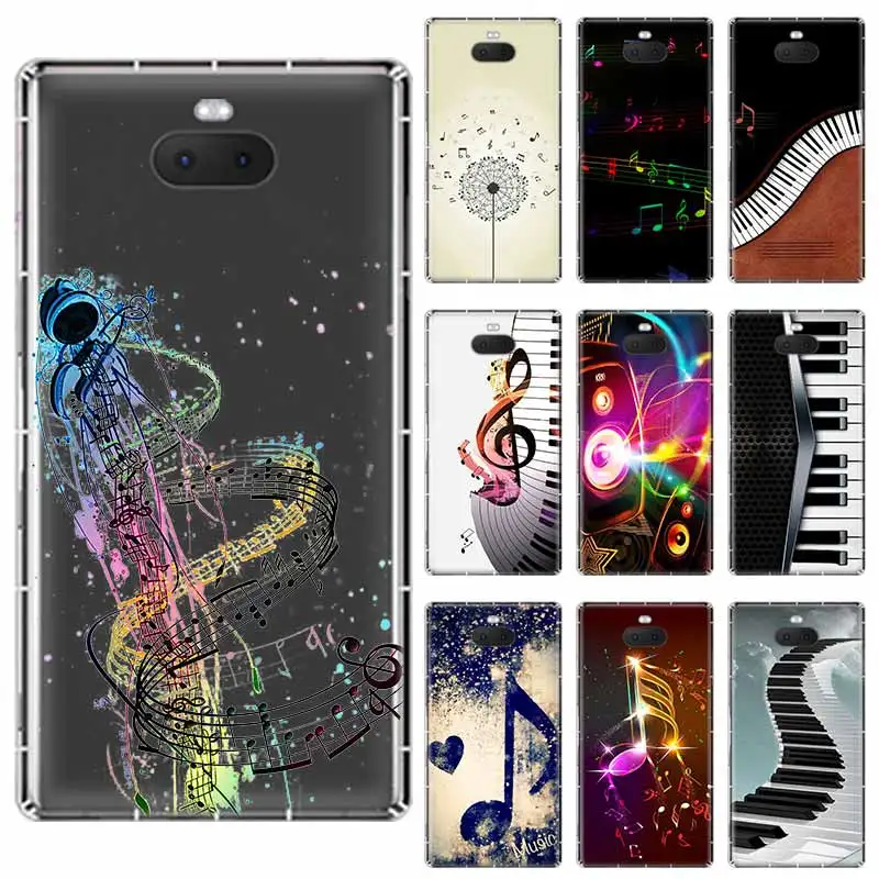 black white music piano keys notes soft TPU Case For Sony Xperia X XA XA1 XA2 XA3 XZ XZ1 XZ2 XZ3 XZ4 L1 L2 L3 Plus Compeact | Мобильные
