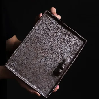 

Simple Retro Stoneware Tea Tray Rectangle Japanese Home Office Ceramic Cup Fruit Dessert Snack Storage Tray Tea Set Accessories