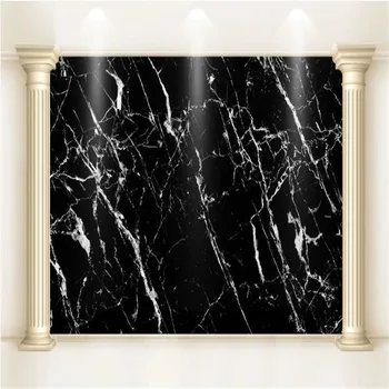 

Custom 3D wallpaper mural black and white marble pattern seamless mosaic background wall painting