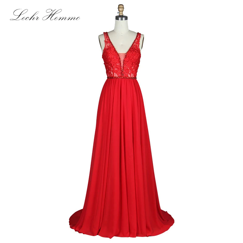 

2019 New Evening Dress Elegant Breathable Open Evening Dress Elegant V-Neck Ruffled Chiffon Formal Evening Dress Ball Party