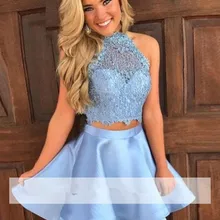 Двойка Бальные платья в форме трапеции с бретельками из сатина с кружевами элегантные коктейльные платья