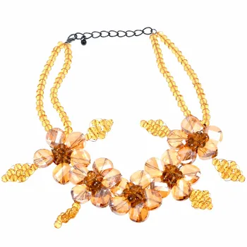 

Fashion Women Bib Flower Crystal Pendant Statement Chain Chunky Choker Necklace