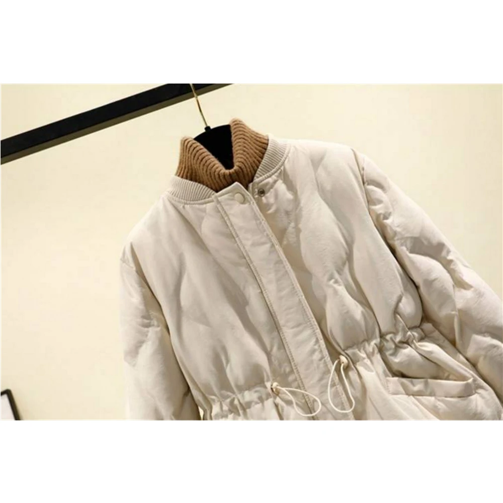 Женский пуховик, однотонный, с завязками на талии, пальто, повседневная верхняя одежда, осень-зима, Женская парка, зимняя куртка, Женское пальто, veste hiver